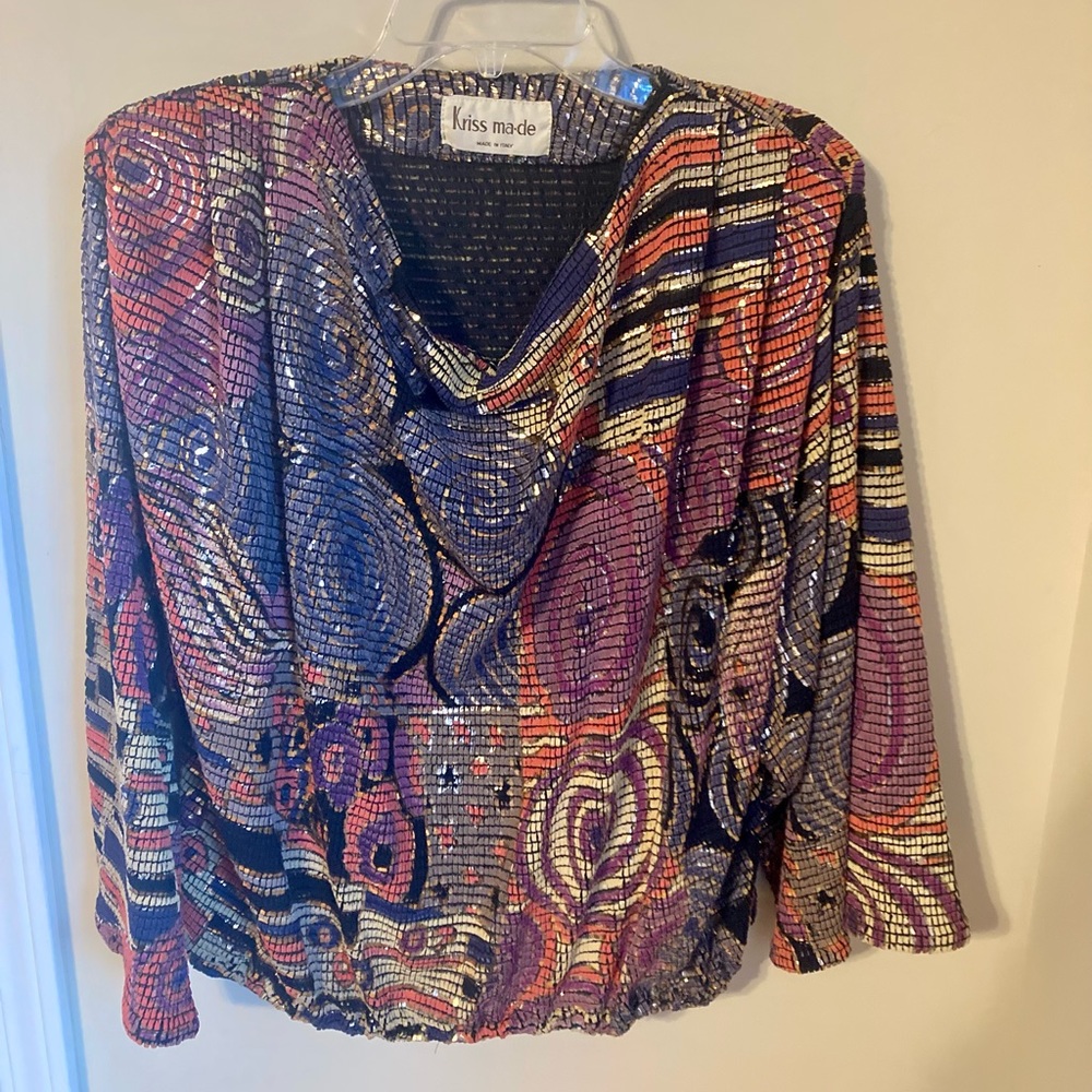 Abstract Design Metallic Top Colorful